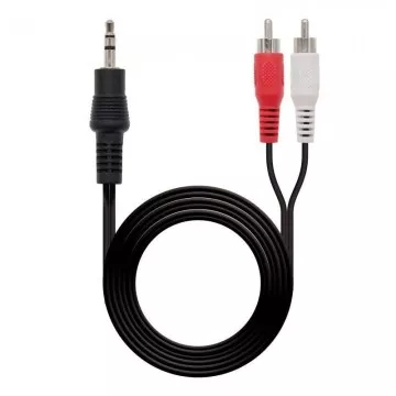 Cabo estéreo Nanocable 10.24.0305/ Jack 3.5 Macho - 2x RCA Macho/ 5m/ Preto NANO CABLE - 1