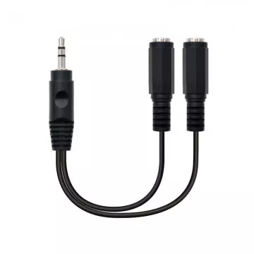 Cabo estéreo Nanocable 10.24.1200/ Jack 3.5 Macho - 2x Jack 3.5 Fêmea/ 15cm/ Preto NANO CABLE - 1