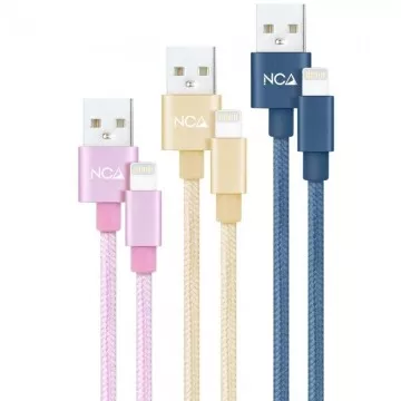 Cabos Lightning USB 2.0 Nanocabo 10.10.0401-CO2/ USB Macho - Lightning Macho/ 1m/ 3 Unidades/ Rosa, Dourado, Azul Pacífico NANO 