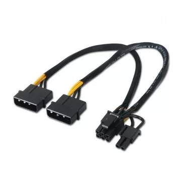 Cabo de alimentação da placa gráfica Aisens A131-0165/ 2x Molex Macho - Molex 6+2 PIN Macho/ 0,2m AISENS - 1