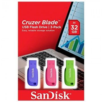 Pendrive 32GB SanDisk Cruzer Blade Pack 3 USB 2.0 Sandisk - 1