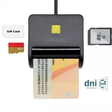 ID e Leitor de Cartões Aisens ASCR-SN02SD-BK/ Preto AISENS - 1