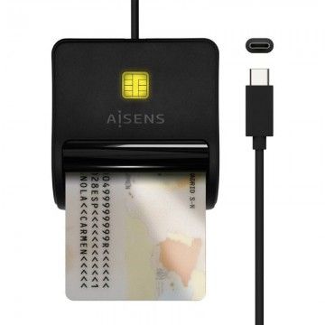 Leitor de ID USB tipo C Aisens ASCR-SN03C-BK/ Preto AISENS - 1