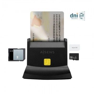 ID e leitor de cartão Aisens ASCR-SN04CSD-BK/ USB tipo C/ preto AISENS - 1