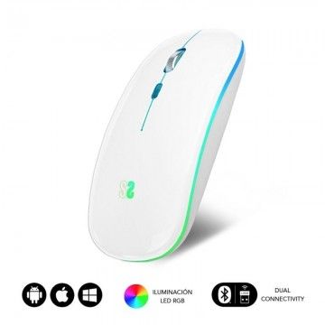 Mouse sem fio por Bluetooth Subblim LED Dual Flat/ Bateria recarregável/ Até 1600 DPI/ Branco Subblim - 1