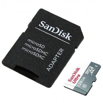 Cartão de memória SanDisk Ultra 128GB microSD XC com adaptador/Classe 10/80MB/s Sandisk - 1