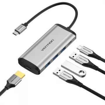 Docking USB Type-C Vention CNBHB/ 1xHDMI/ 3xUSB/ 1xUSB Type-C/ Cinza  - 1