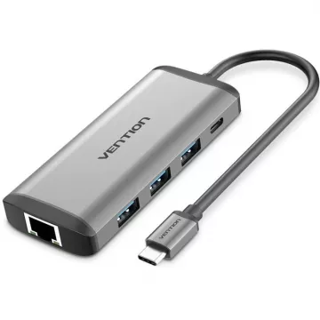 Docking USB Type-C Vention CNDHB/ 1xHDMI/ 3xUSB/ 1xUSB Type-C/ 1xRJ45/ 1xLeitor de cartão/ Cinza  - 1