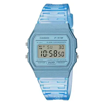 Relógio digital feminino da coleção Casio F-91WS-2EF/ 38 mm/ azul CASIO - 1