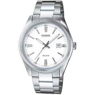 Relógio analógico masculino da coleção Casio MTP-1302PD-7A1VEF/ 44 mm/ prata e branco CASIO - 1