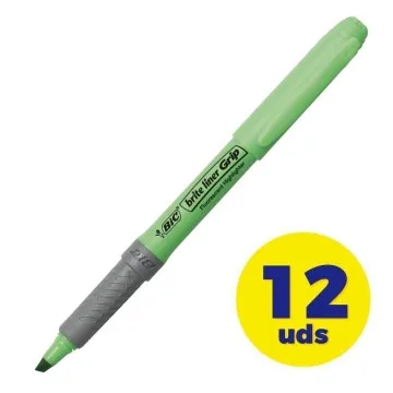 Caixa de Iluminadores Liner Grip Bic Brite/ 12 unidades/ Verde  - 1