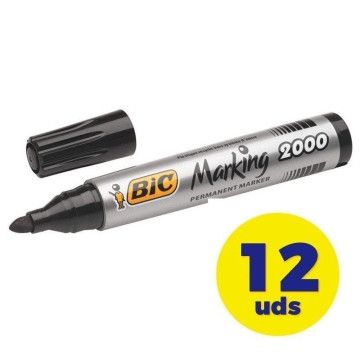 Caixa de marcadores de ponta de fibra acrílica permanente Bic Marking 2000/ 4,9 mm/ 12 unidades/ Preto BIC - 1
