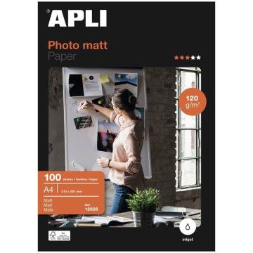 Papel fotográfico Apli Matt 12626/ DIN A4/ 120g/ 100 folhas/ Fosco  - 1