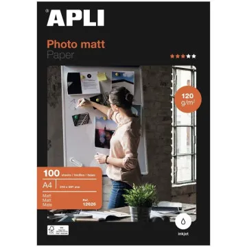 Papel fotográfico Apli Matt 12626/ DIN A4/ 120g/ 100 folhas/ Fosco  - 1