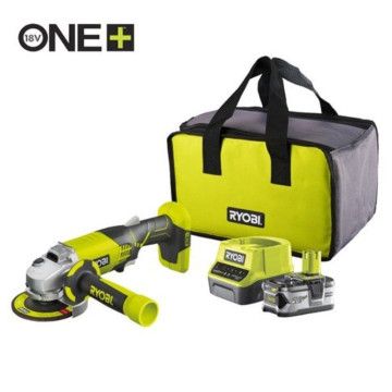 Ryobi ONE+ R18AG-140S Moedor Sem Fio/ 1 Bateria 18V 4.0 Ah/ Carregador 2.0 A/ Bolsa de Transporte Ryobi - 1