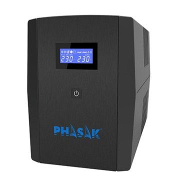 Line Interactive UPS Phasak SIRIUS 1260 VA Interactive/ 1260VA-720W/ 4 Saídas/ Formato Torre PHASAK - 1