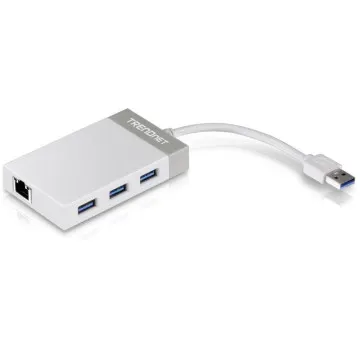 Hub Trendnet TU3-ETGH3 USB 3.0/ 3xUSB/ 1xRJ45/ Branco e Cinza TRENDNET - 1