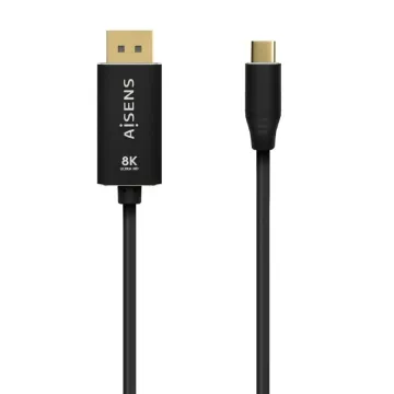 Cabo conversor DisplayPort 8K 60HZ Aisens A109-0686/ USB tipo C macho - Displayport macho/ 0,8 m/ preto AISENS - 1