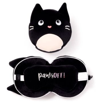 Travesseiro de viagem máscara de gato Feline Fine Resteazzz  - 1