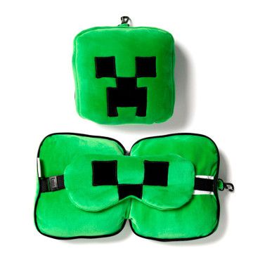 Travesseiro de viagem Creeper Minecraft Resteazzz máscara para os olhos  - 1