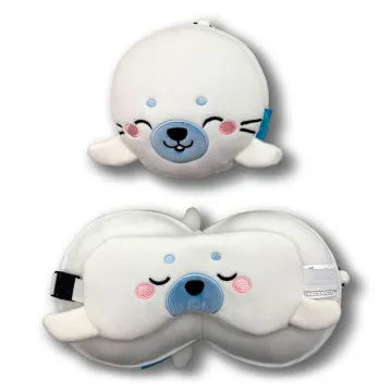 Kai the Seal Travel Pillow Eye Mask Adoramals Resteazzz  - 1
