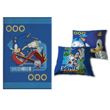 Sonic the Hedgehog cobertor de lã + conjunto de almofada SEGA - 1