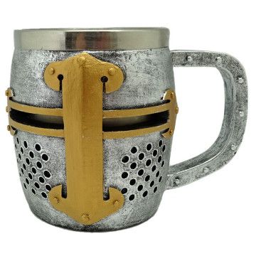 Jug Cavaleiro Medieval Capacete de Prata e Ouro  - 1
