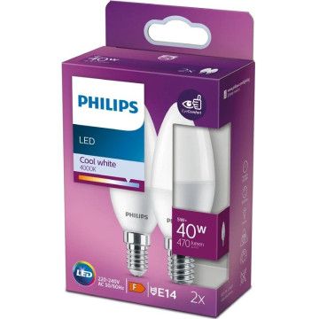Lâmpada LED Philips LED/ soquete E14/ 4,9 W/ 470 lúmens/ 4000 K/ Pacote com 2 unidades  - 1