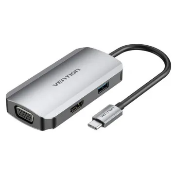 Docking USB Type-C Vention TOAHB/ 1xHDMI/ 1xVGA/ 1xUSB/ 1xUSB Type-C PD/ Cinza VENTION - 1