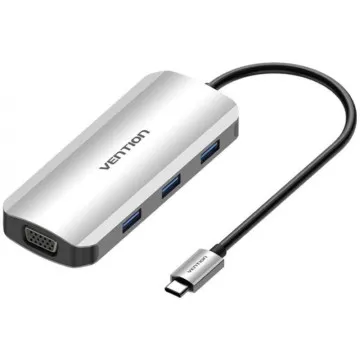 Docking USB Type-C Vention TOIHB/ 1xHDMI/ 1xVGA/ 3xUSB/ 1xUSB Type-C PD/ Cinza VENTION - 1