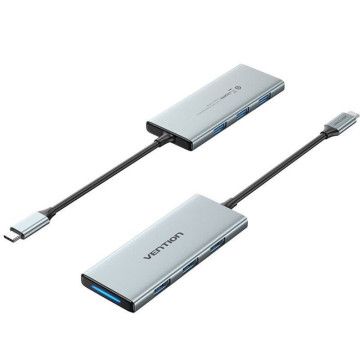 Docking USB Type-C Vention TOPHB/ 1xHDMI/ 3xUSB/ 1xSD e MicroSD Card Reader/ Cinza VENTION - 1