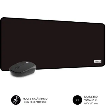 Conjunto de mouse e pad sem fio Subblim Harmony Black/até 1200 DPI Subblim - 1