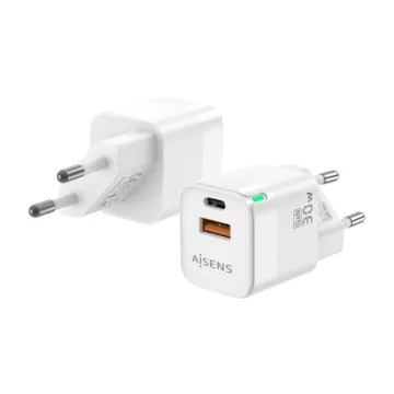 Carregador de Parede Gan Aisens ASCH-30W2P004-W/ 1xUSB Tipo-C/ 1xUSB/ 30W AISENS - 1