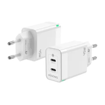 Carregador de Parede Gan Aisens ASCH-45W2P005-W/ 2xUSB Tipo-C/ 45W AISENS - 1