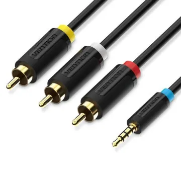 Cabo Estéreo Vention BCBBG/ Jack 3,5 Macho - 3x RCA Macho/ 1,5m/ Preto VENTION - 1