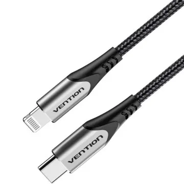 Vention TACHH USB 2.0 Tipo-C Cabo Lightning/ USB Tipo-C Macho - Lightning Macho/ 2m/ Cinza e Preto VENTION - 1