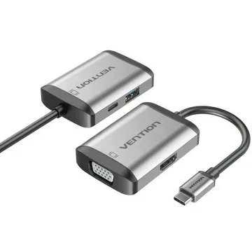 Conversor Vention TFAHB/ 1xUSB/ 1xHDMI/ 1xVGA/ 1xUSB Tipo-C PD/ 15cm/ Cinza VENTION - 1