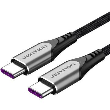 Cabo USB 2.0 Tipo-C 5A 100W Vention TAEHF/ USB Tipo-C Macho - USB Tipo-C Macho/ 1m/ Cinza VENTION - 1