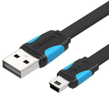 Cabo USB 2.0 Vention VAS-A14-B100/ Mini USB Macho - USB Macho/ 1m/ Azul e Preto VENTION - 1