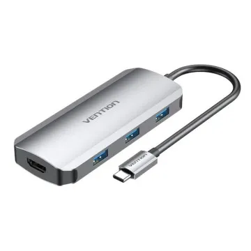 Docking USB Type-C Vention TODHB/ 1xHDMI/ 3xUSB/ 1xUSB Type-C PD/ Cinza VENTION - 1