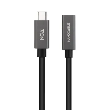 Cabo Extensão USB 3.2 Nanocable 10.01.4400/ USB Tipo-C Macho - USB Tipo-C Fêmea/ 50cm/ Preto NANO CABLE - 1