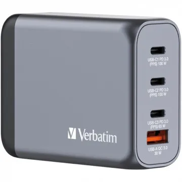 Carregador de parede universal Verbatim GNC-100/ 3xUSB tipo C/ 1xUSB/ 100W VERBATIM - 1