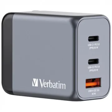 Carregador de parede universal Verbatim GNC-65/ 2xUSB tipo C/ 1xUSB/ 65W VERBATIM - 1