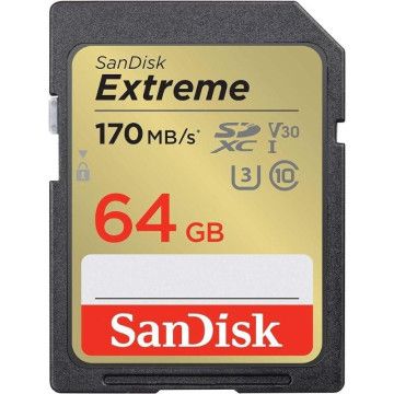 Cartão de memória SanDisk Extreme 64GB microSD XC UHS-I com adaptador / classe 10 / 170 MBs Sandisk - 1