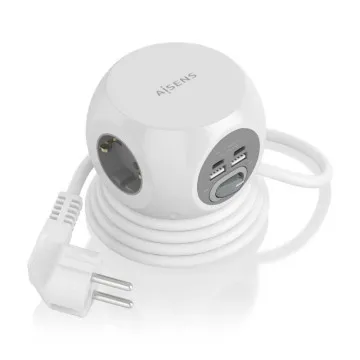 Extensão elétrica com interruptor Aisens ASPS-2A2C04-W/ 3 tomadas elétricas/ 2 USB tipo C/ 2 USB/ cabo 1,4 m/ branco AISENS - 1