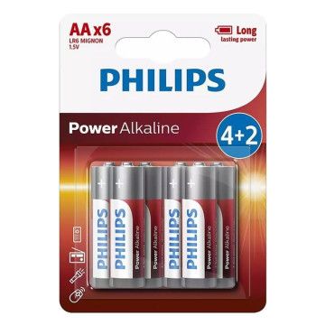 Pacote de 6 pilhas alcalinas AA Philips LR6P6BP/10/1,5V PHILIPS - 1