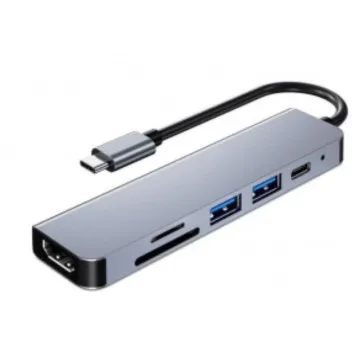 Docking USB Type-C 3GO HUB3UCRH4K/ 3xUSB/ 1xUSB Type-C/ 1xHDMI/ 1xLeitor de cartões/ Cinza 3GO - 1