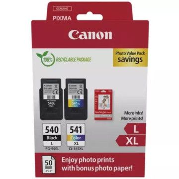 Cartucho de tinta Canon original PG-540L + CL-541 XL Multipack de alta capacidade / preto / tricolor + papel fotográfico CANON -
