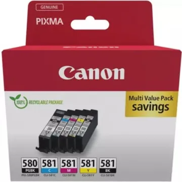 Cartucho de tinta Canon original PGI-580 PB + CLI-581Multipack/Ciano/Magenta/Amarelo/Preto CANON - 1