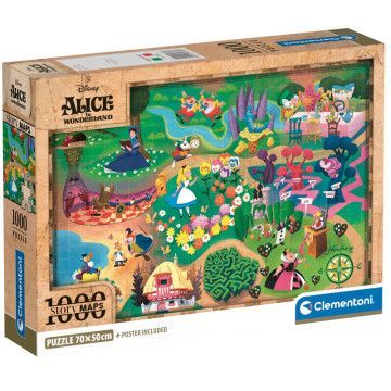 Puzzle Mapa Alice no País das Maravilhas Disney 1000 peças CLEMENTONI - 1